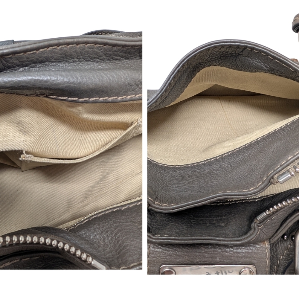 Chloé Vintage Paddington Satchel Mastic Gray Greige Grained Leather Lock and Key - Picture 12 of 16